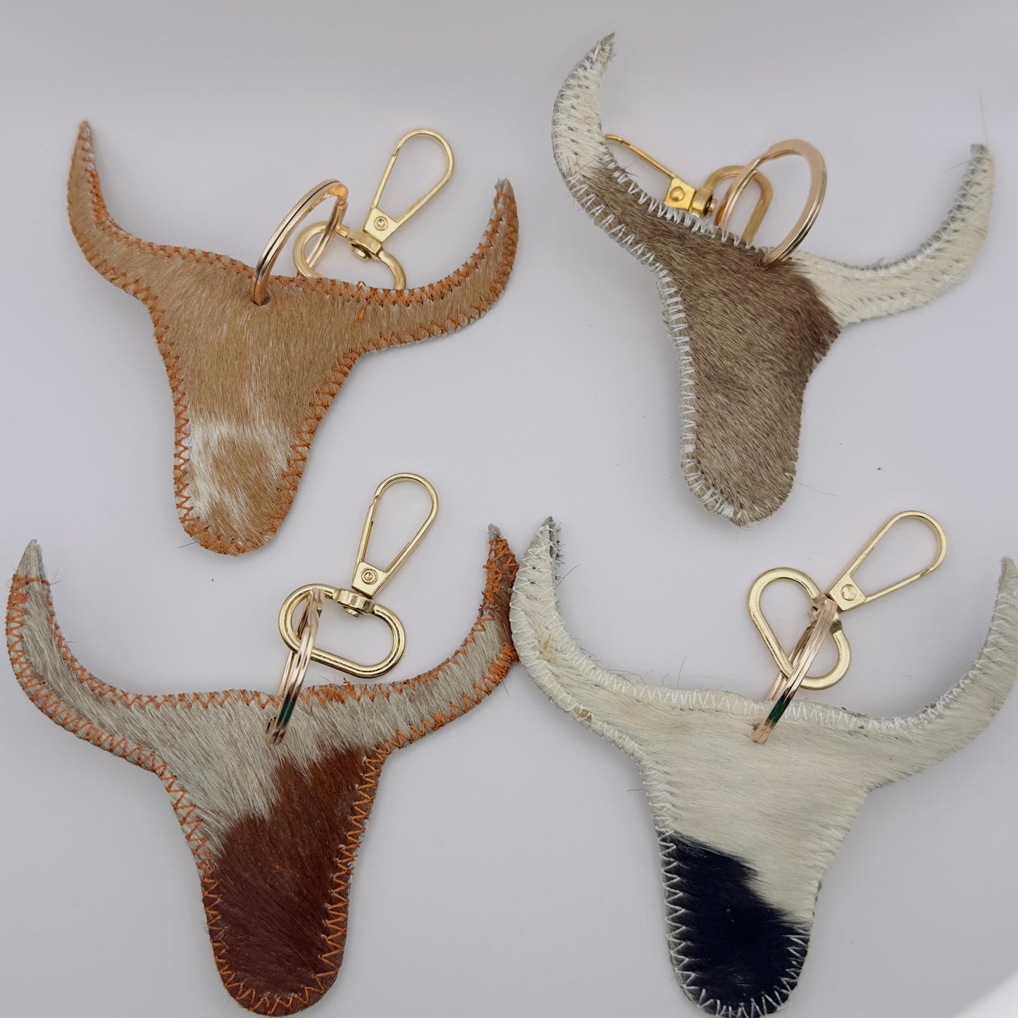 Unique Leather and Hide Longhorn Cow Keyring - JayKayBoutiqueOnline