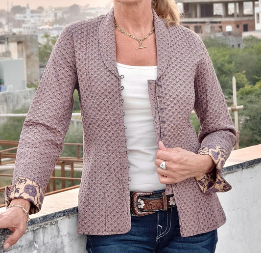 Handmade Quilted Cotton Kantha Jacket for women - JayKayBoutiqueOnline