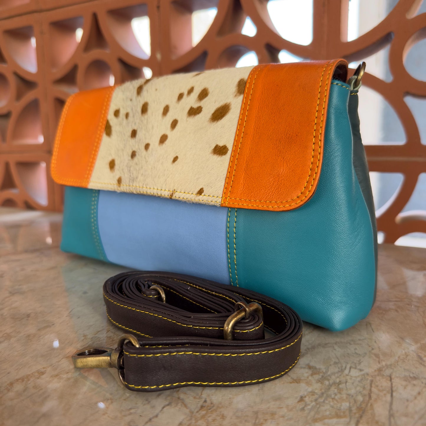 Block Coloured Leather Crossbody Bag - JayKayBoutiqueOnline