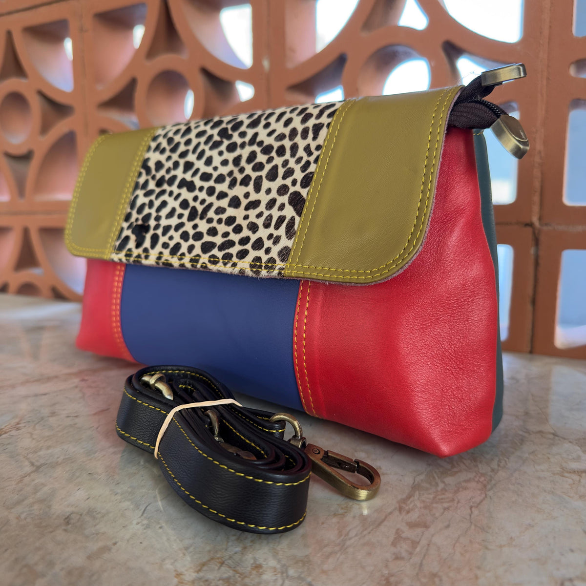 Colour Block Leather Crossbody Bag - JayKayBoutiqueOnline