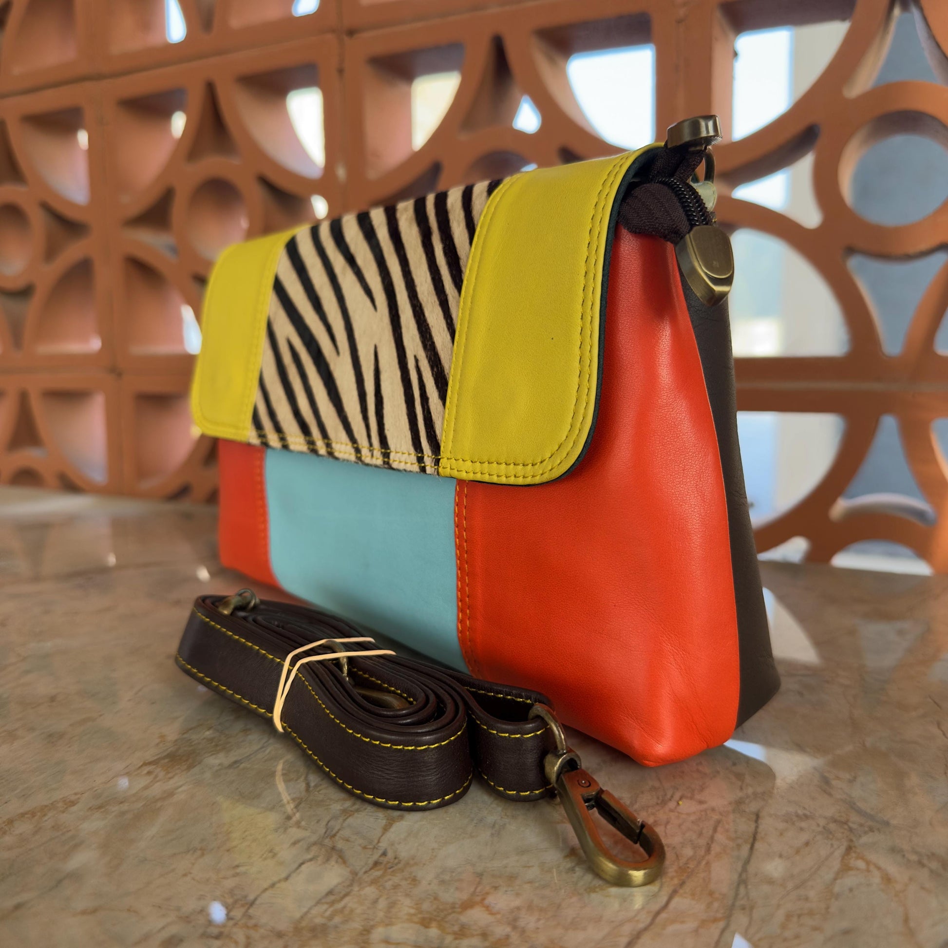 Block Coloured Leather Crossbody Bag - JayKayBoutiqueOnline
