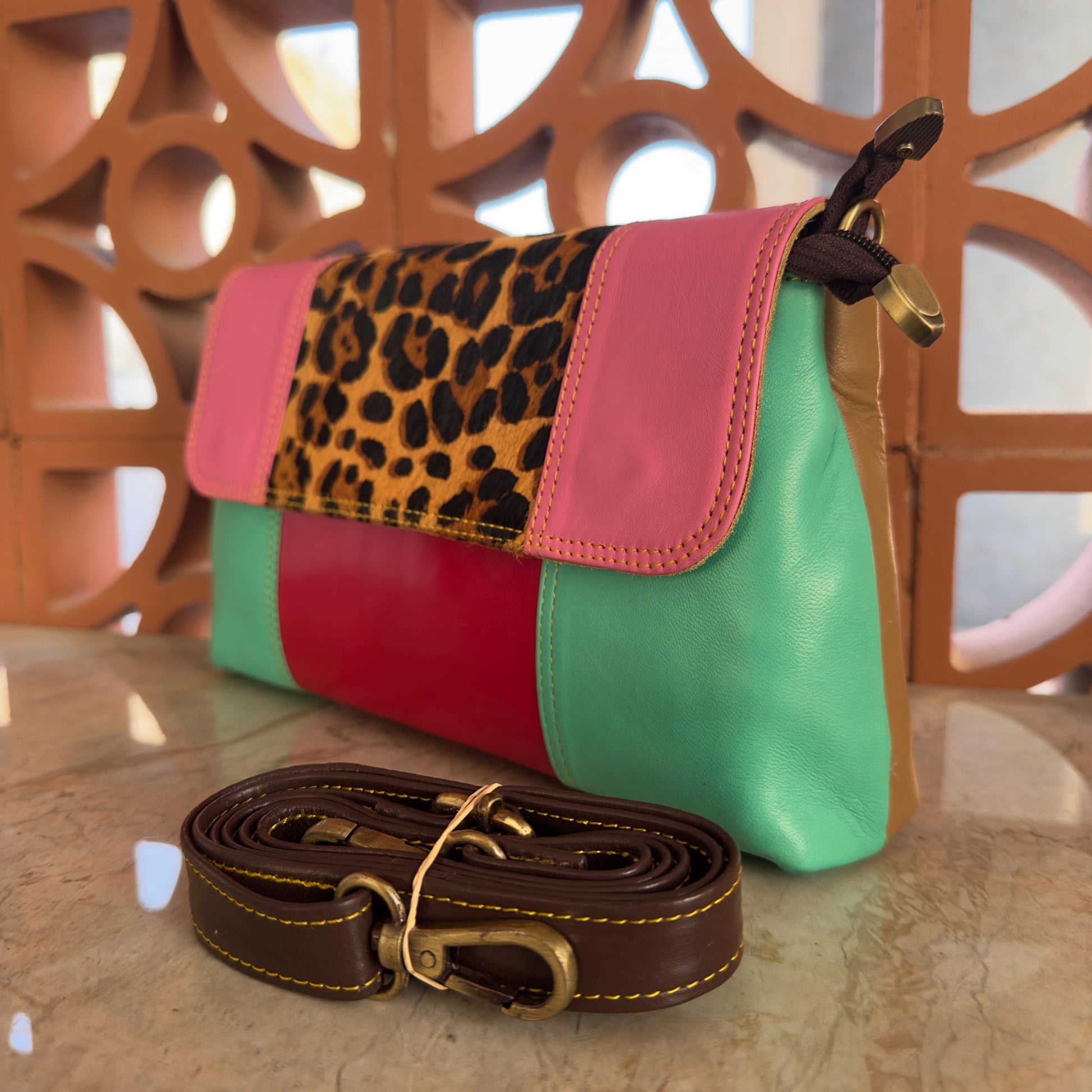 Block Coloured Leather Crossbody Bag - JayKayBoutiqueOnline