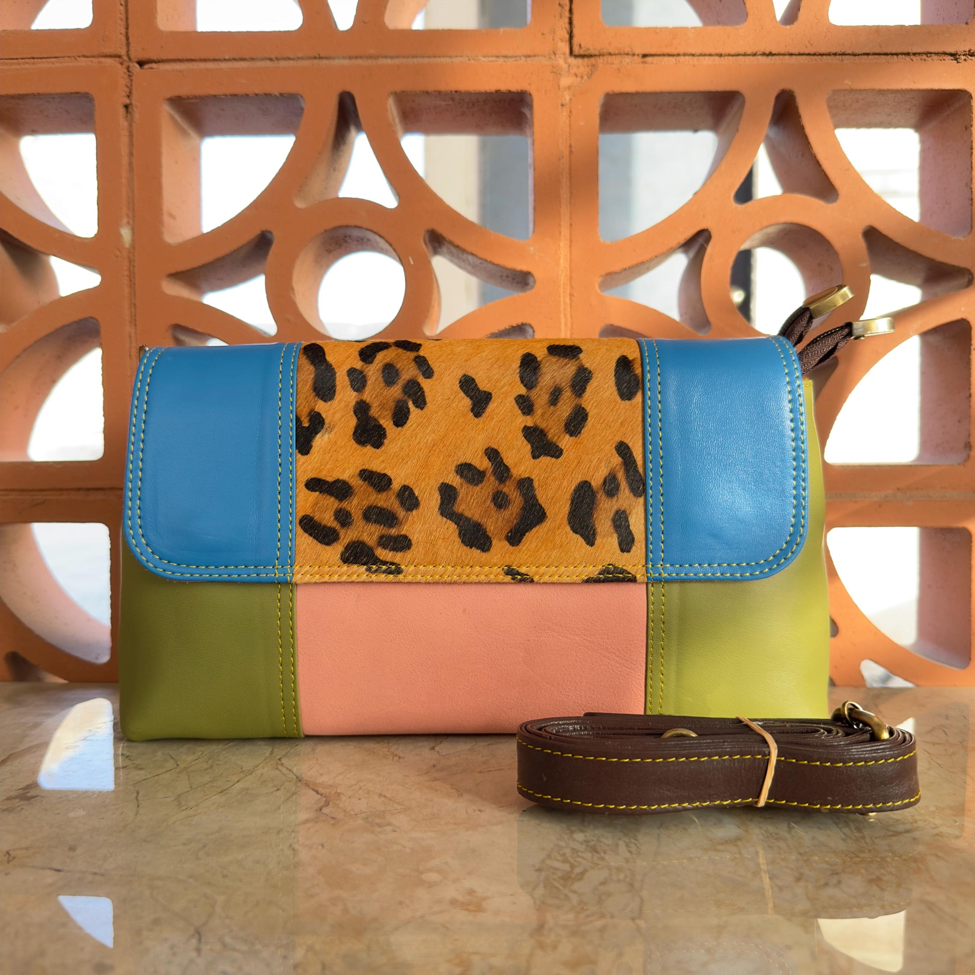 Block Coloured Leather Crossbody Bag - JayKayBoutiqueOnline