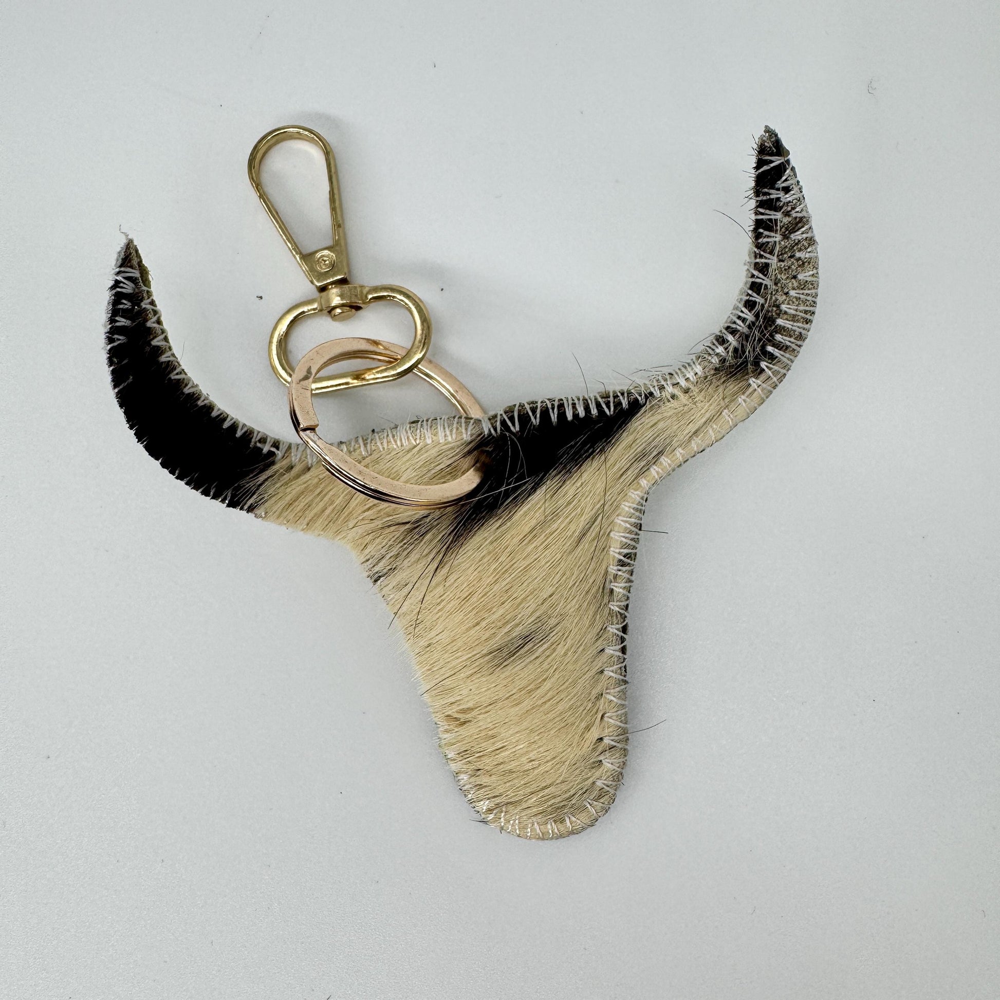 Cowhide Steer Head Keychain - Western Leather Key Fob - Rustic Farmhouse Charm - JayKayBoutiqueOnline