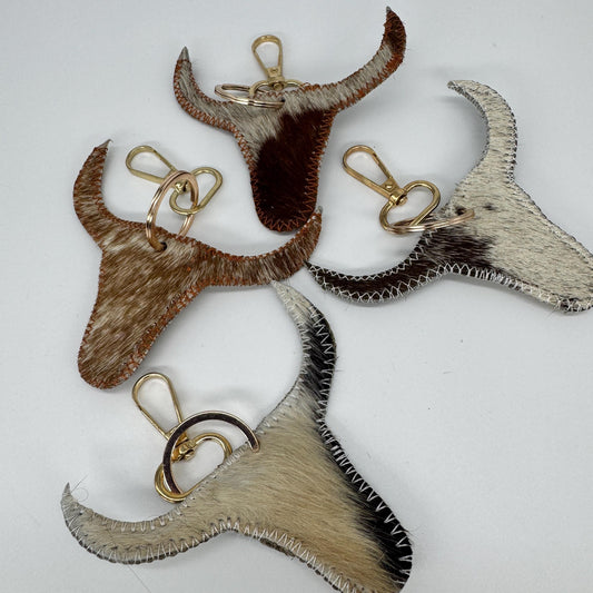 Unique Leather and Hide Longhorn Cow Keyring - JayKayBoutiqueOnline