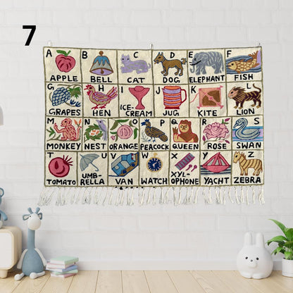 Embroidered Alphabet Tapestry Wall Hanging with Animals - JayKayBoutiqueOnline