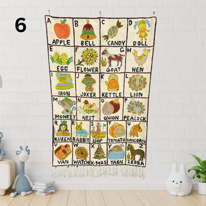Handmade Alphabet Tapestry Wall Hanging with Animal Embroidery - JayKayBoutiqueOnline