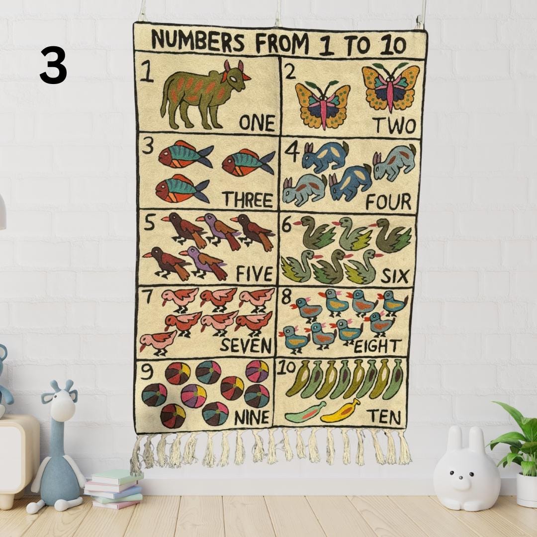Handmade Numbers 1-10 Wall Hanging Tapestry - JayKayBoutiqueOnline