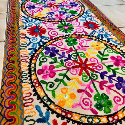 Embroidered Table Runner with Elephant or Floral Design - JayKayBoutiqueOnline