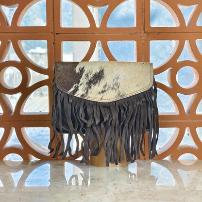 Suede Fringed Clutch Crossbody Bag with Detachable Strap - JayKayBoutiqueOnline