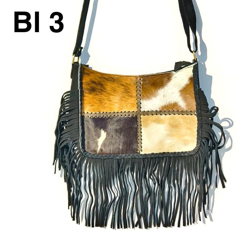 Handcrafted Cowhide & Suede Crossbody Fringe Bag - JayKayBoutiqueOnline