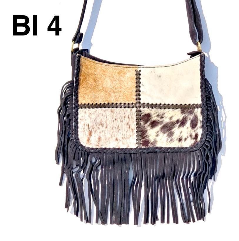 Handcrafted Cowhide & Suede Crossbody Fringe Bag - JayKayBoutiqueOnline