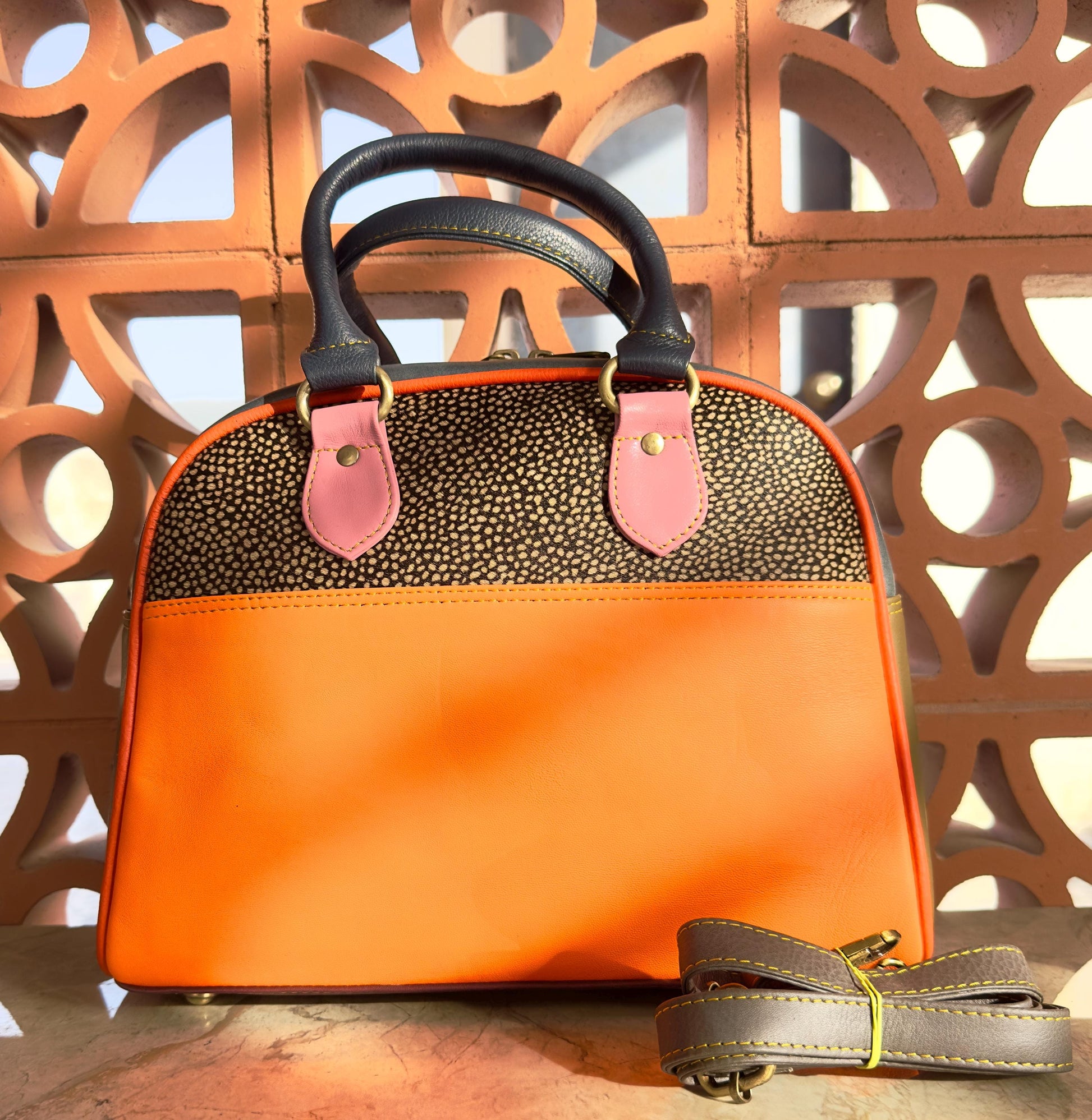 Recycled Coloured Leather Boston Bag - JayKayBoutiqueOnline