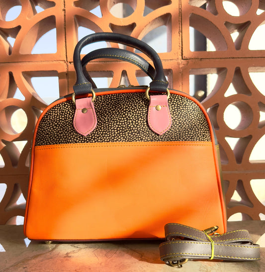 Coloured Leather Top Handle Handbags with Animal Print Hide Options - JayKayBoutiqueOnline