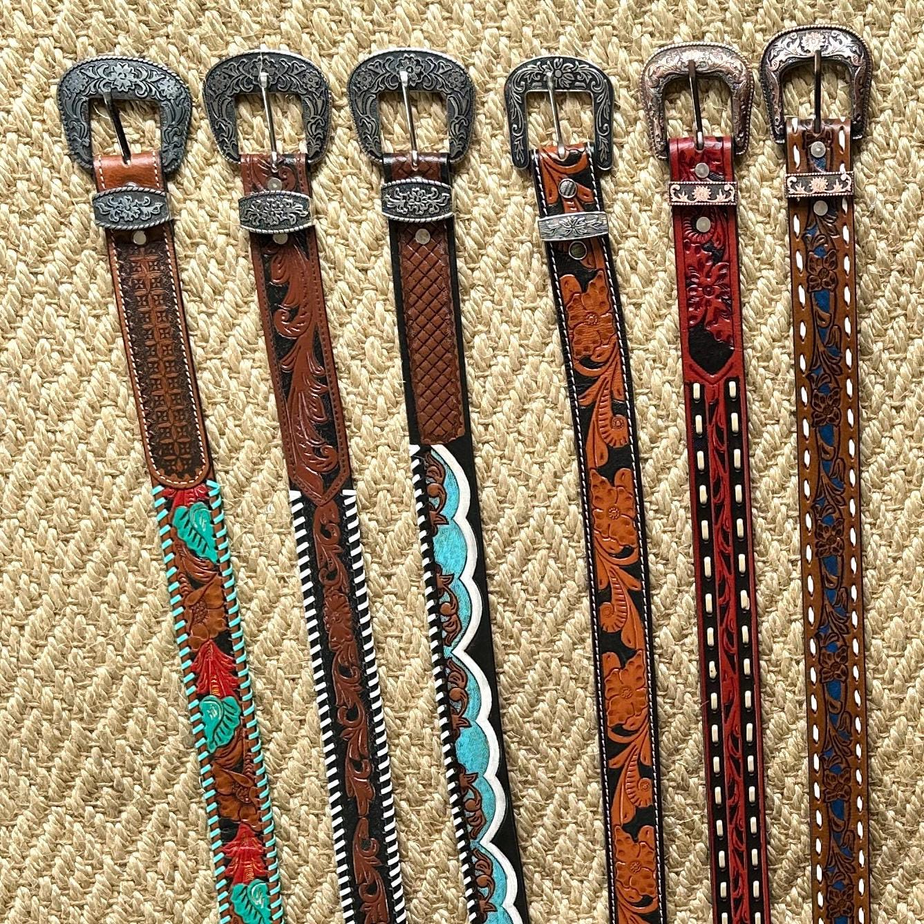 Hand Tooled Leather Belt for Women and Men - JayKayBoutiqueOnline