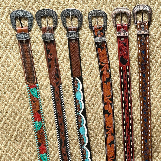 Hand Tooled Leather Belt for Women and Men - JayKayBoutiqueOnline