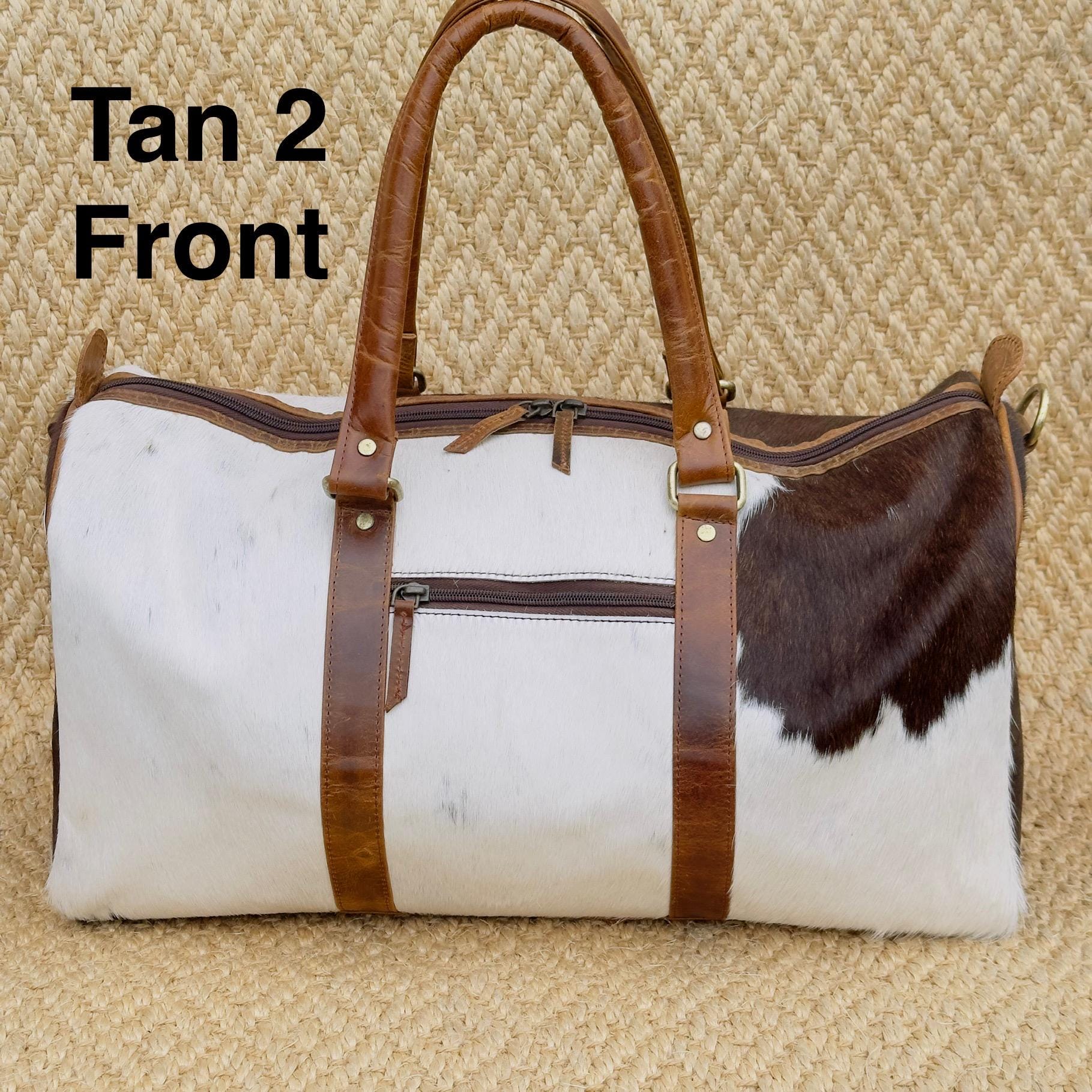 Western Leather Duffle Bag with Hair On Hide - JayKayBoutiqueOnline