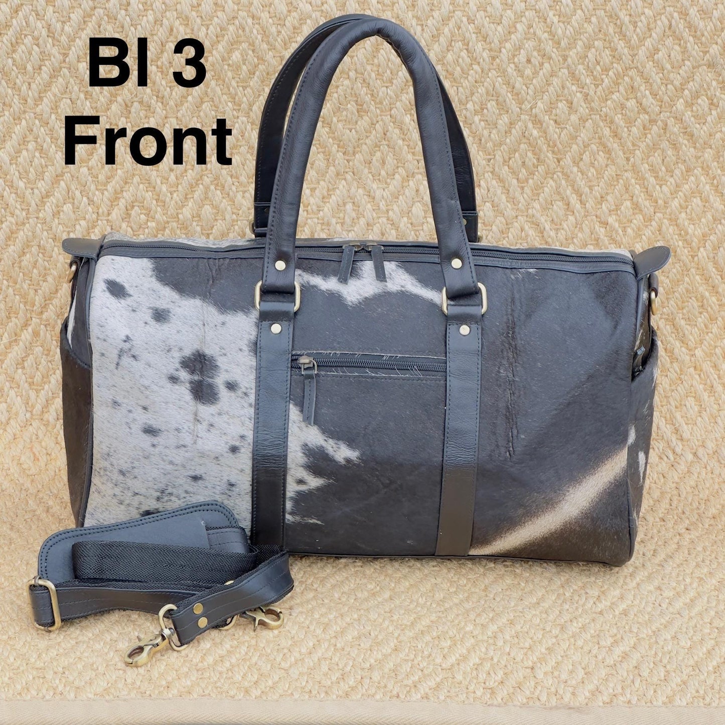 Western Leather Duffle Bag with Hair On Hide - JayKayBoutiqueOnline