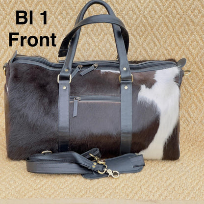 Western Leather Duffle Bag with Hair On Hide - JayKayBoutiqueOnline