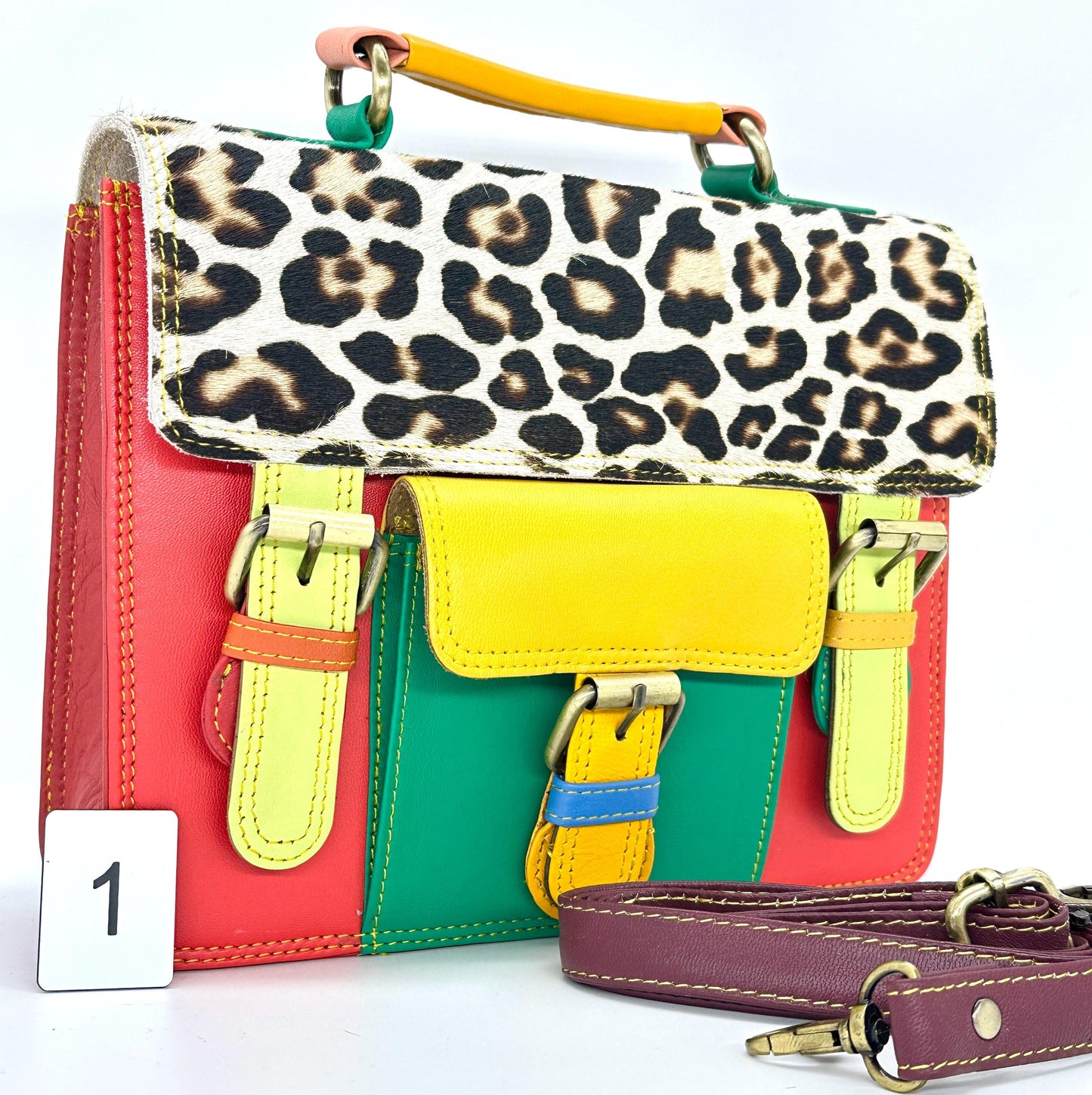Coloured Leather and Hide Crossbody Satchel Bag - JayKayBoutiqueOnline