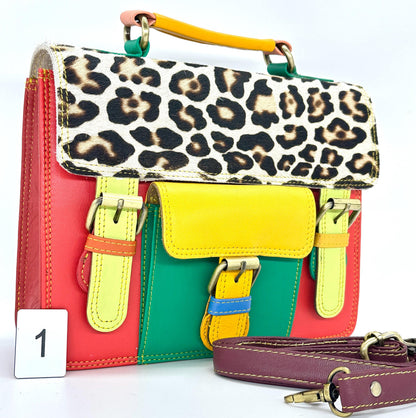 Coloured Leather and Hide Crossbody Satchel Bag - JayKayBoutiqueOnline