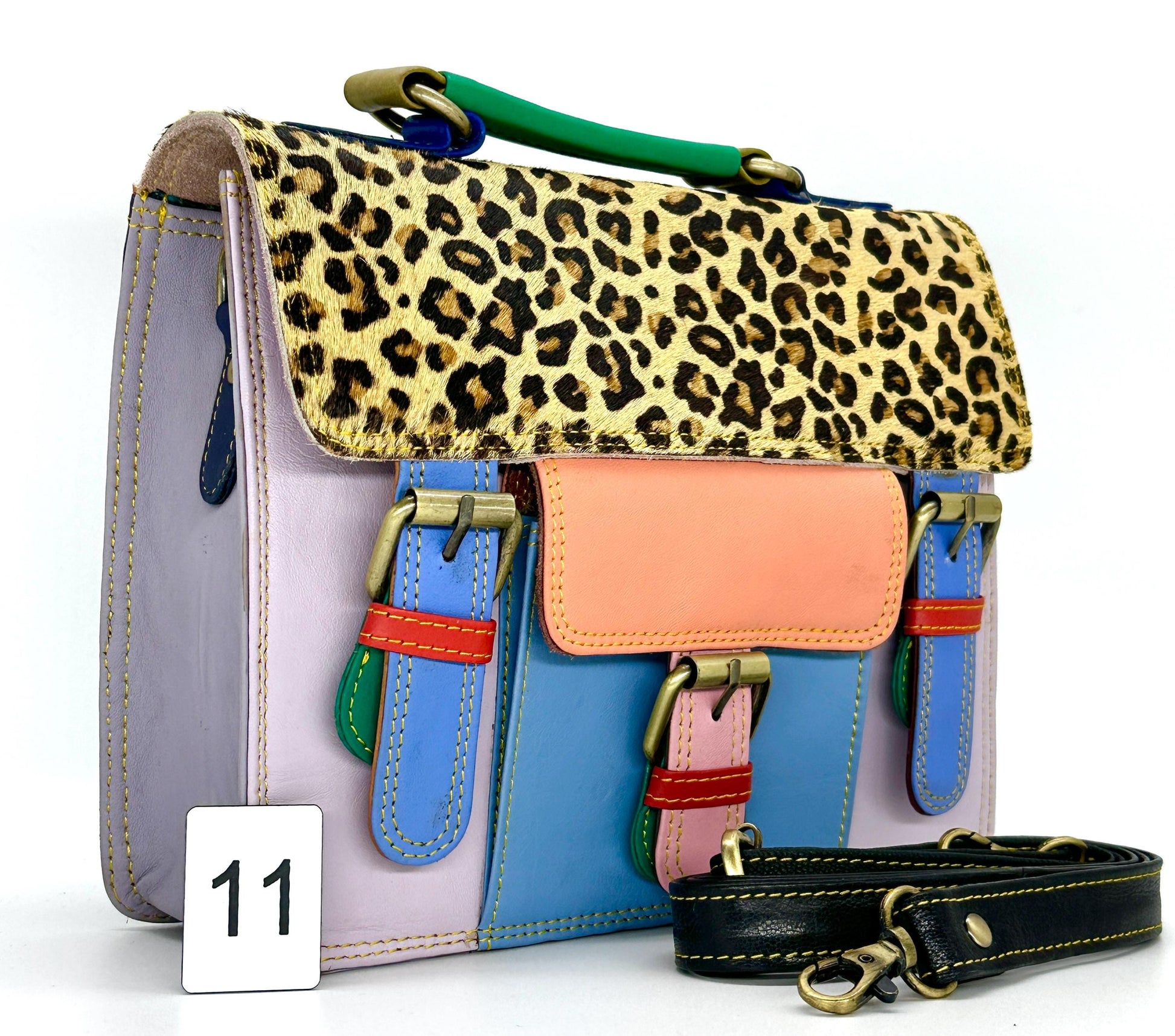 Coloured Leather and Hide Crossbody Satchel Bag - JayKayBoutiqueOnline