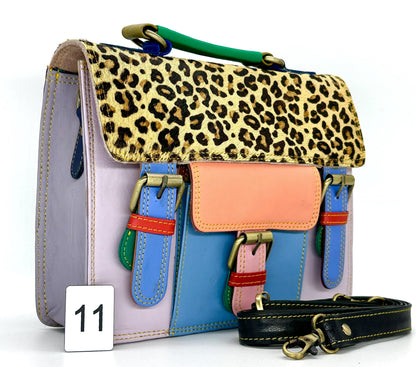 Coloured Leather and Hide Crossbody Satchel Bag - JayKayBoutiqueOnline