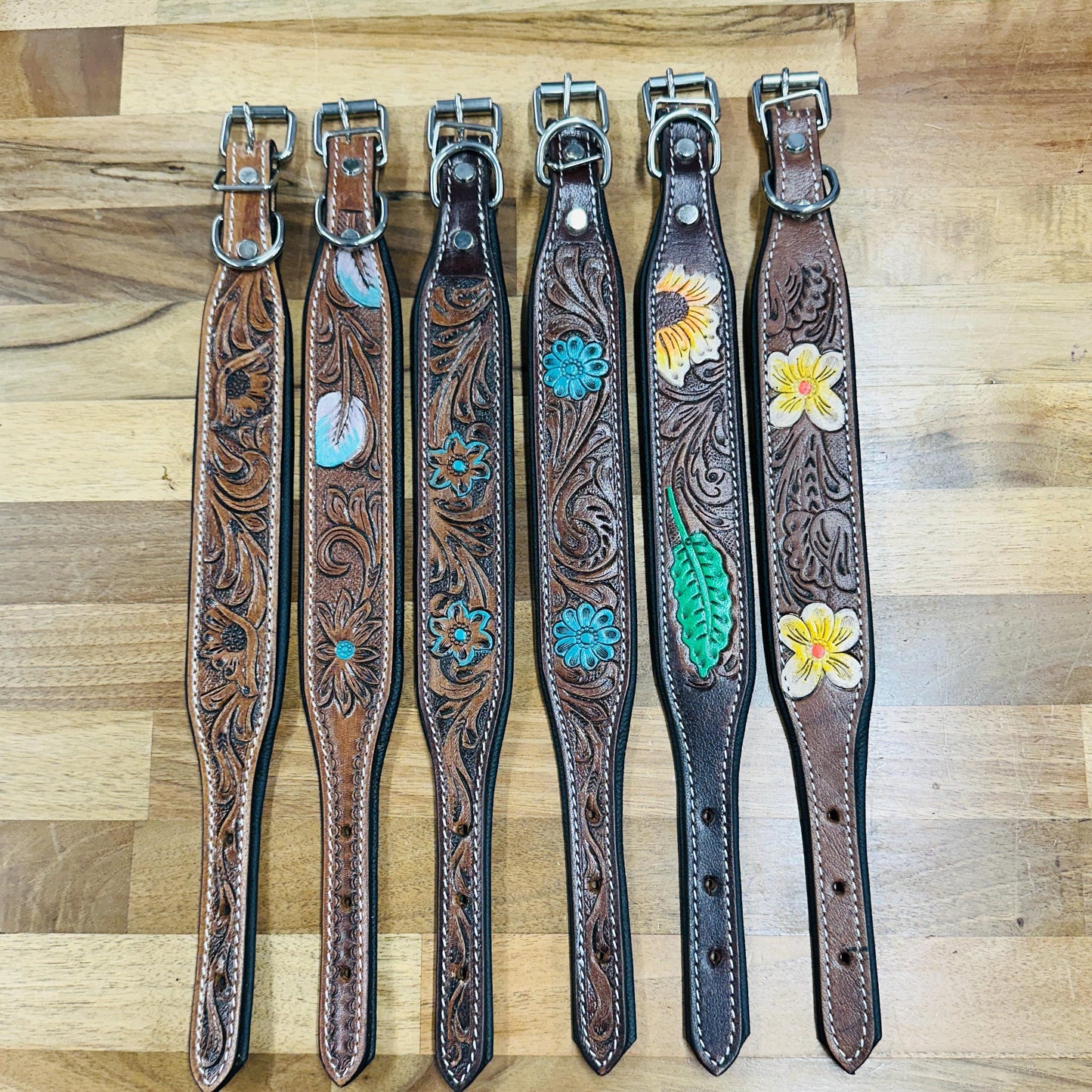 Hand Carved Leather Dog Collar Padded - JayKayBoutiqueOnline