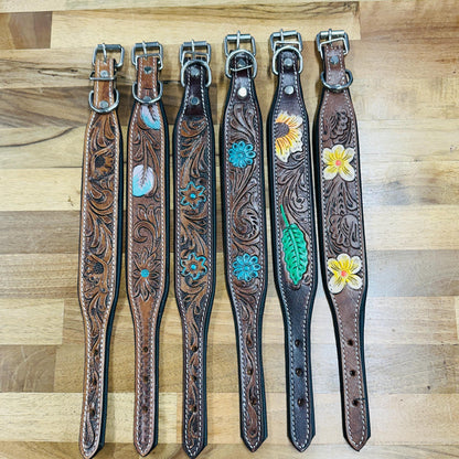 Hand Carved Leather Dog Collar Padded - JayKayBoutiqueOnline