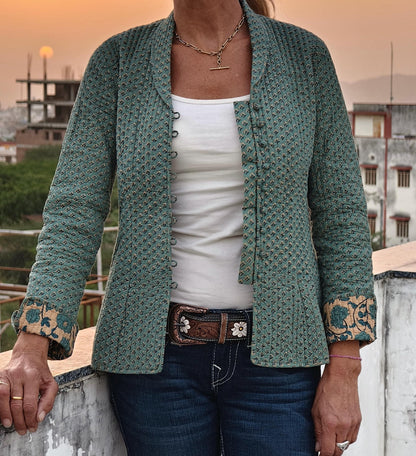 Handmade Quilted Cotton Kantha Jacket for women - JayKayBoutiqueOnline