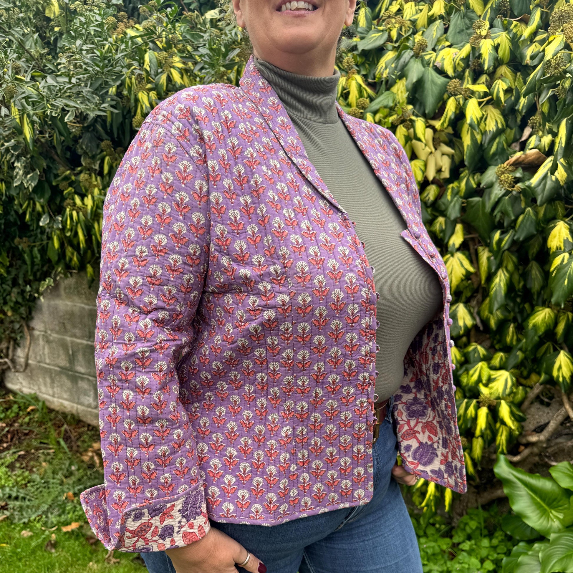 Handmade Quilted Cotton Kantha Jacket for women - JayKayBoutiqueOnline