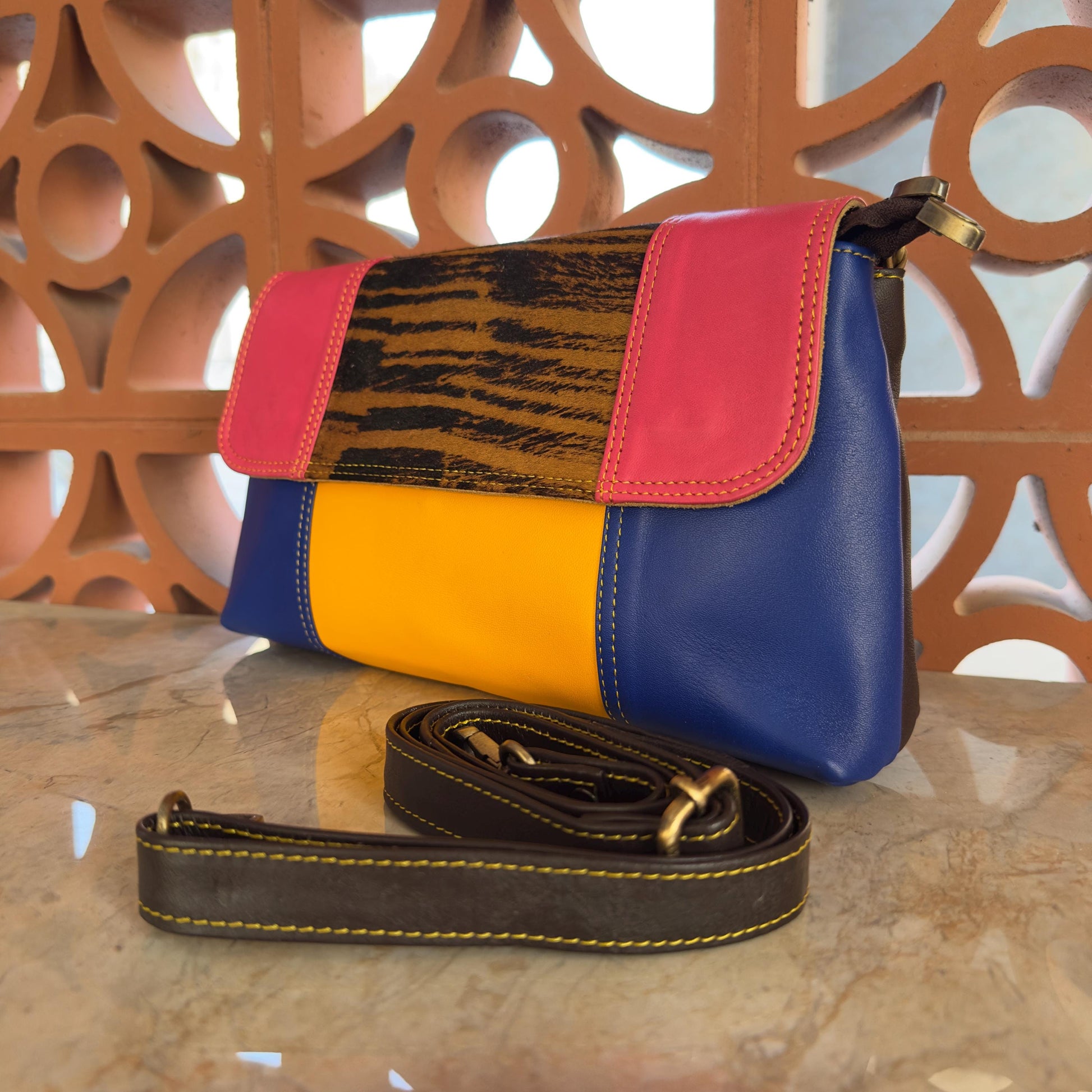 Block Coloured Leather Crossbody Bag - JayKayBoutiqueOnline