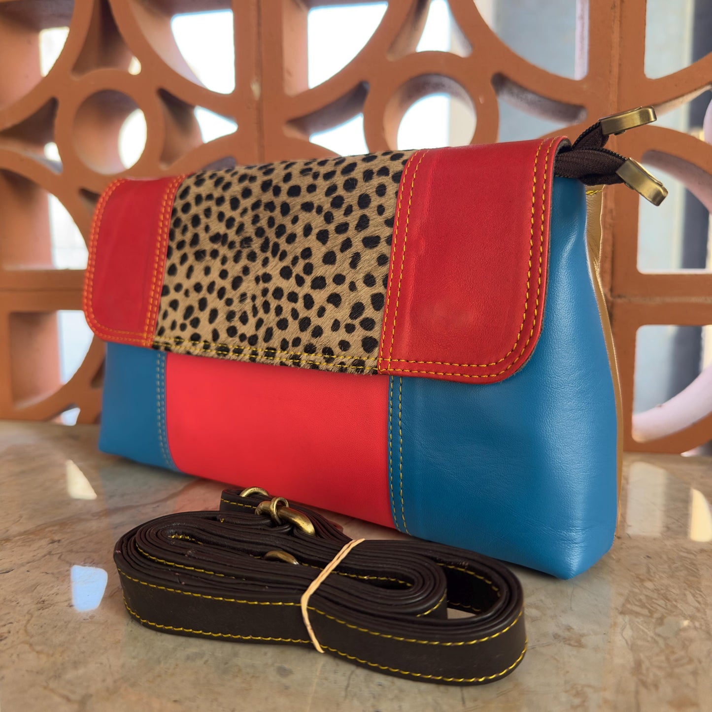 Block Coloured Leather Crossbody Bag - JayKayBoutiqueOnline