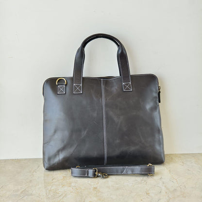 Handcrafted Genuine Leather 15-inch Laptop Briefcase, Contrast Stitch - JayKayBoutiqueOnline