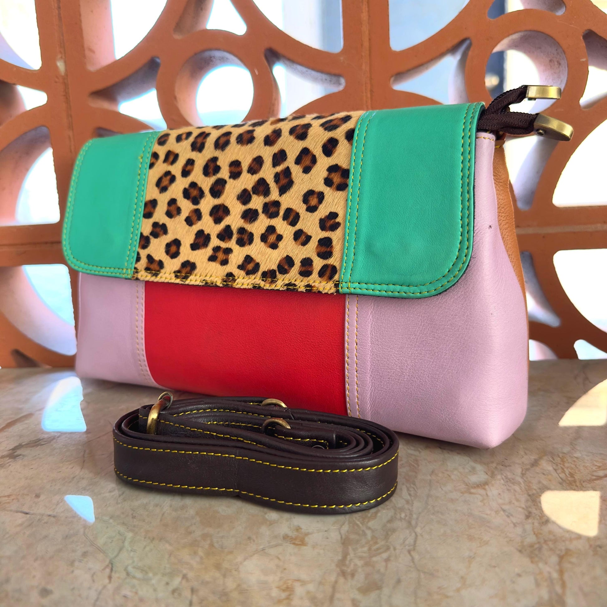 Block Coloured Leather Crossbody Bag - JayKayBoutiqueOnline
