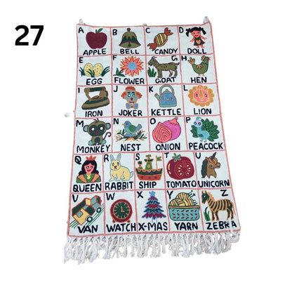 Handmade Alphabet Tapestry Wall Hanging with Animal Embroidery - JayKayBoutiqueOnline