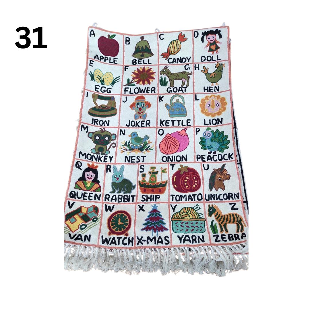 Handmade Alphabet Tapestry Wall Hanging with Animal Embroidery - JayKayBoutiqueOnline