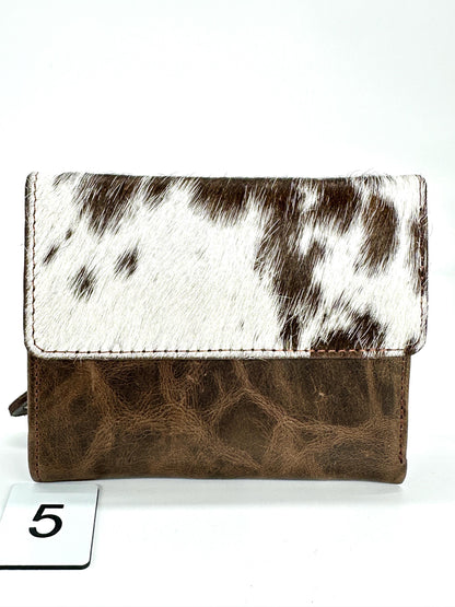 Leather Purse with Cowhide; Zipped Coin Pouch & Multi-Card Slots, Photo/ID Display - JayKayBoutiqueOnline