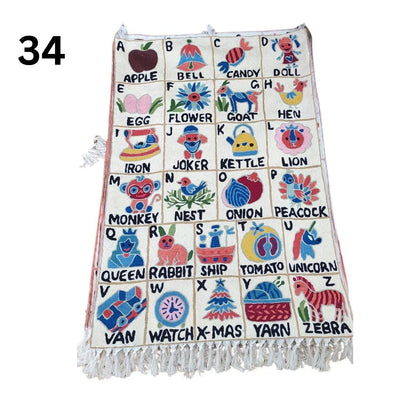 Handmade Alphabet Tapestry Wall Hanging with Animal Embroidery - JayKayBoutiqueOnline