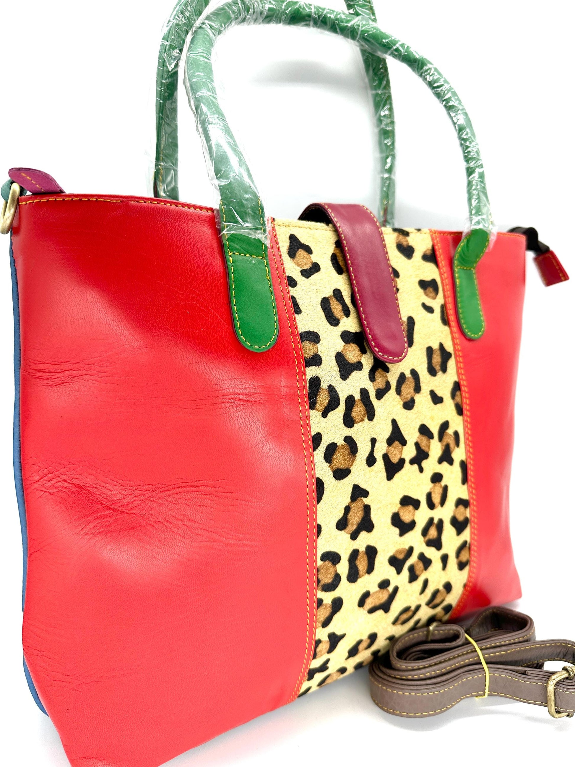 Recycled Coloured Leather Laptop Tote Bag - JayKayBoutiqueOnline
