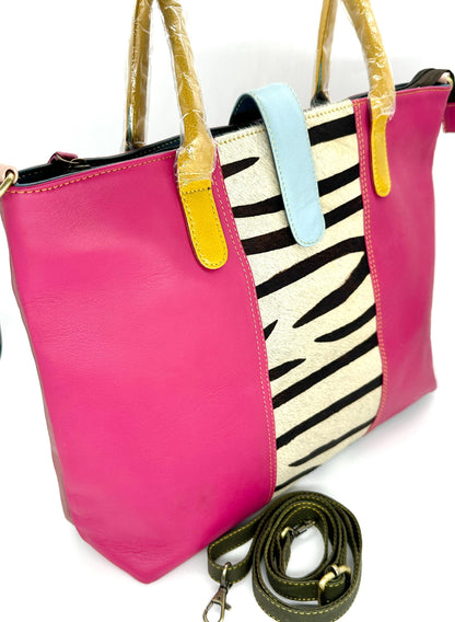 Recycled Coloured Leather Laptop Tote Bag - JayKayBoutiqueOnline
