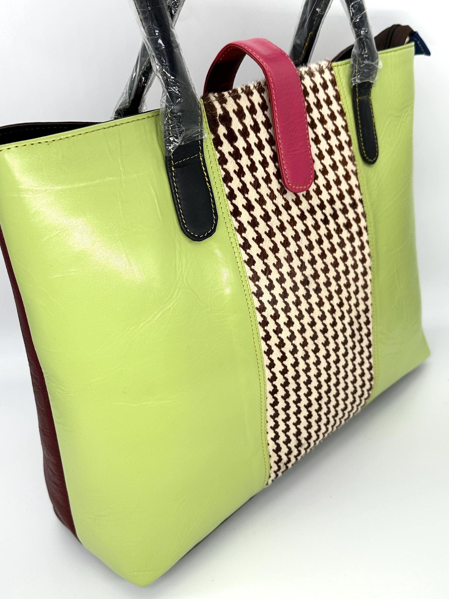 Recycled Coloured Leather Laptop Tote Bag - JayKayBoutiqueOnline