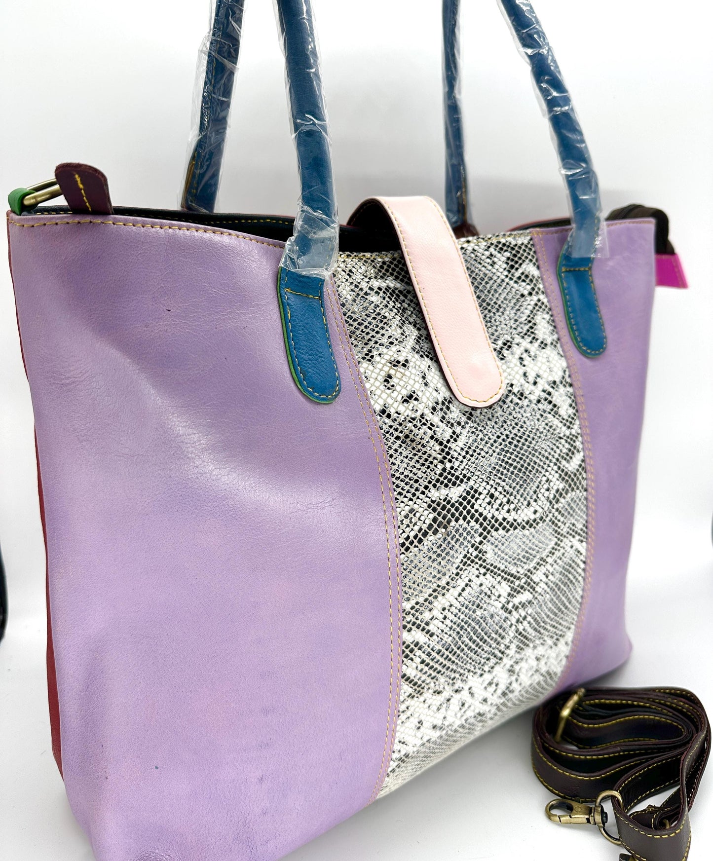 Recycled Coloured Leather Laptop Tote Bag - JayKayBoutiqueOnline