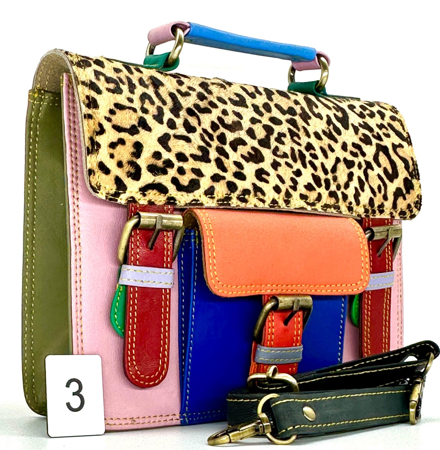 Coloured Leather and Hide Crossbody Satchel Bag - JayKayBoutiqueOnline