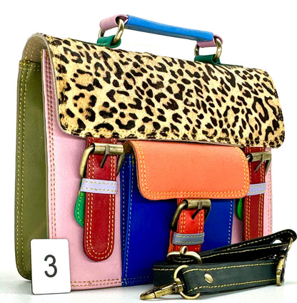 Coloured Leather and Hide Crossbody Satchel Bag - JayKayBoutiqueOnline