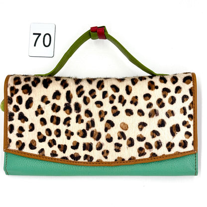 Coloured Leather Purse Clutch Wallet with Animal Print Hide - JayKayBoutiqueOnline