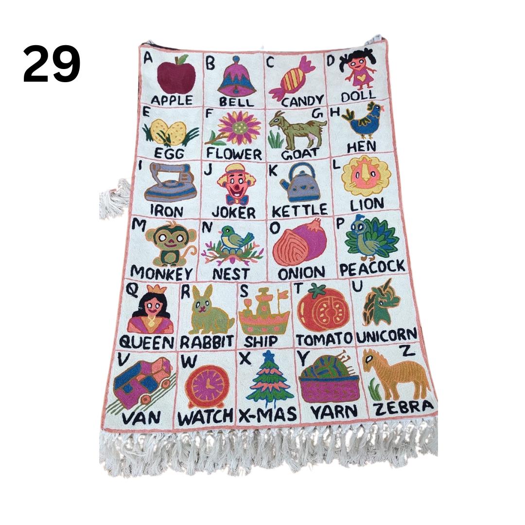 Handmade Alphabet Tapestry Wall Hanging with Animal Embroidery - JayKayBoutiqueOnline