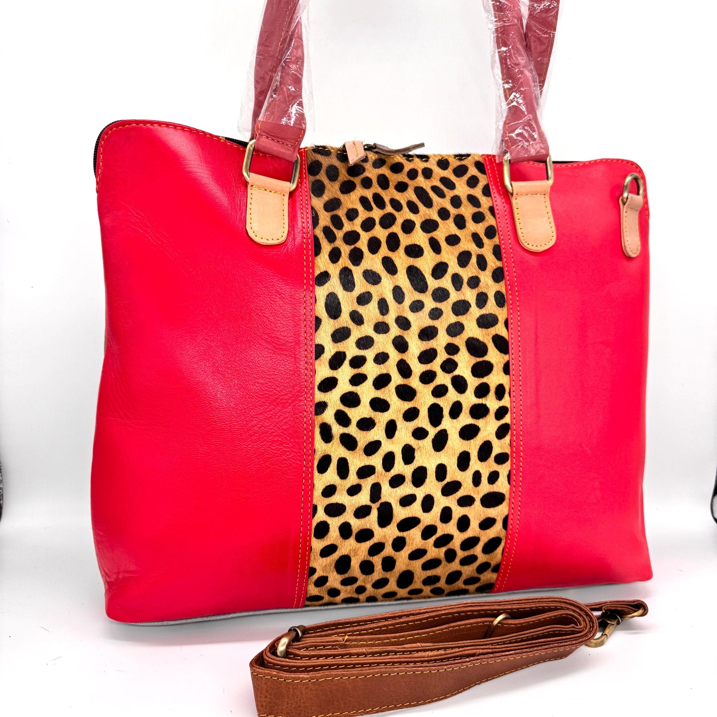 Recycled Coloured Leather 16" Laptop Tote Bag - JayKayBoutiqueOnline
