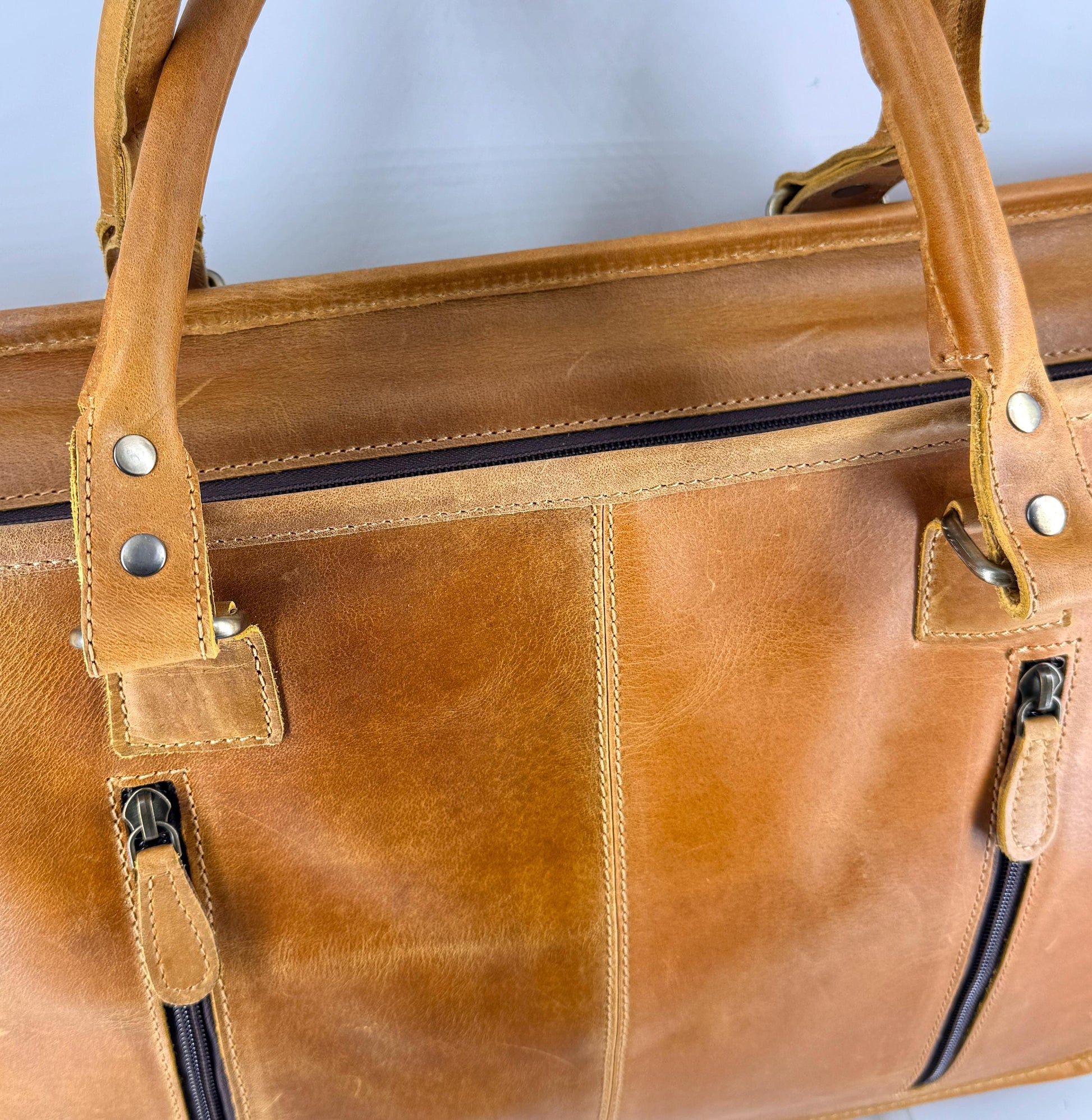 Hand Tooled Leather Tote Bag with Cowhide - JayKayBoutiqueOnline
