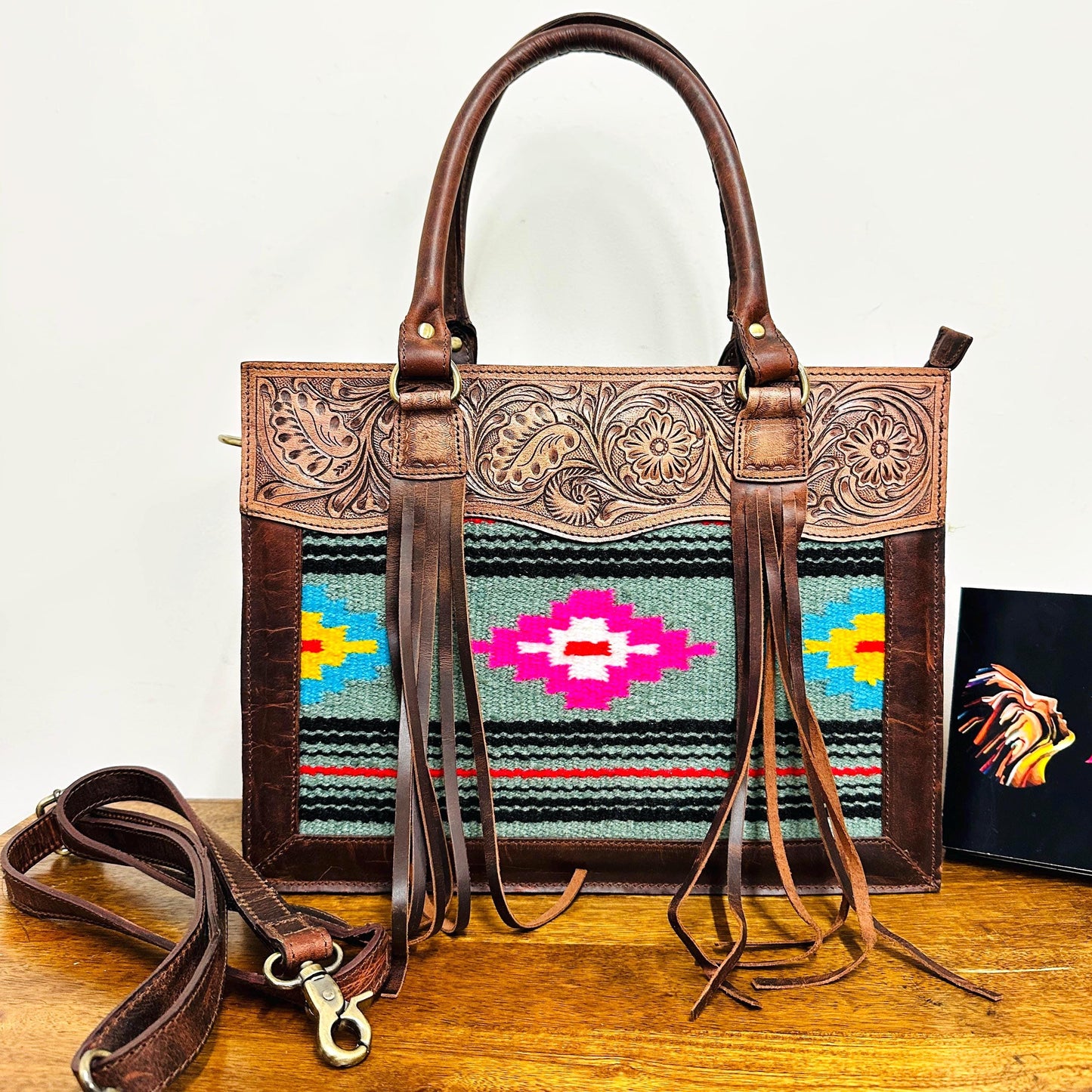 Hand Tooled Leather Medium Tote Bag - JayKayBoutiqueOnline